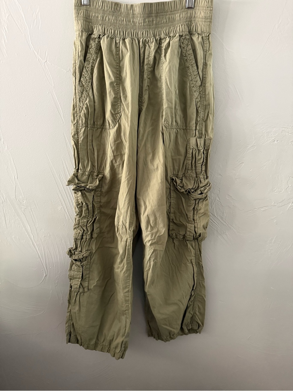 Aerie Olive Green Cargo Jogger Pants Size Small 100% Cotton Utility Boho - Picture 1 of 7